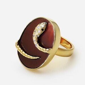 Amber Serpent Druzy Ring